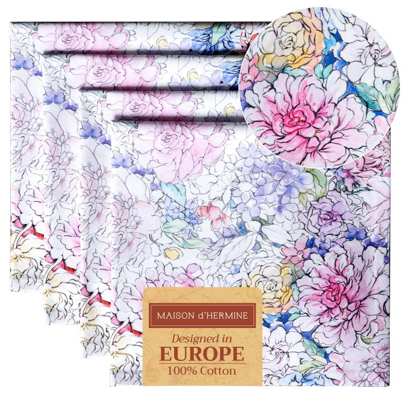 Maison d' Hermine Cloth Napkins Set of 4 100% Cotton Everyday Reusable Square Napkins Cloth Washable, Dinner, Party, Wedding, Restaurant, Spring/Summer (Floral Love, 20" x 20") - Image 1